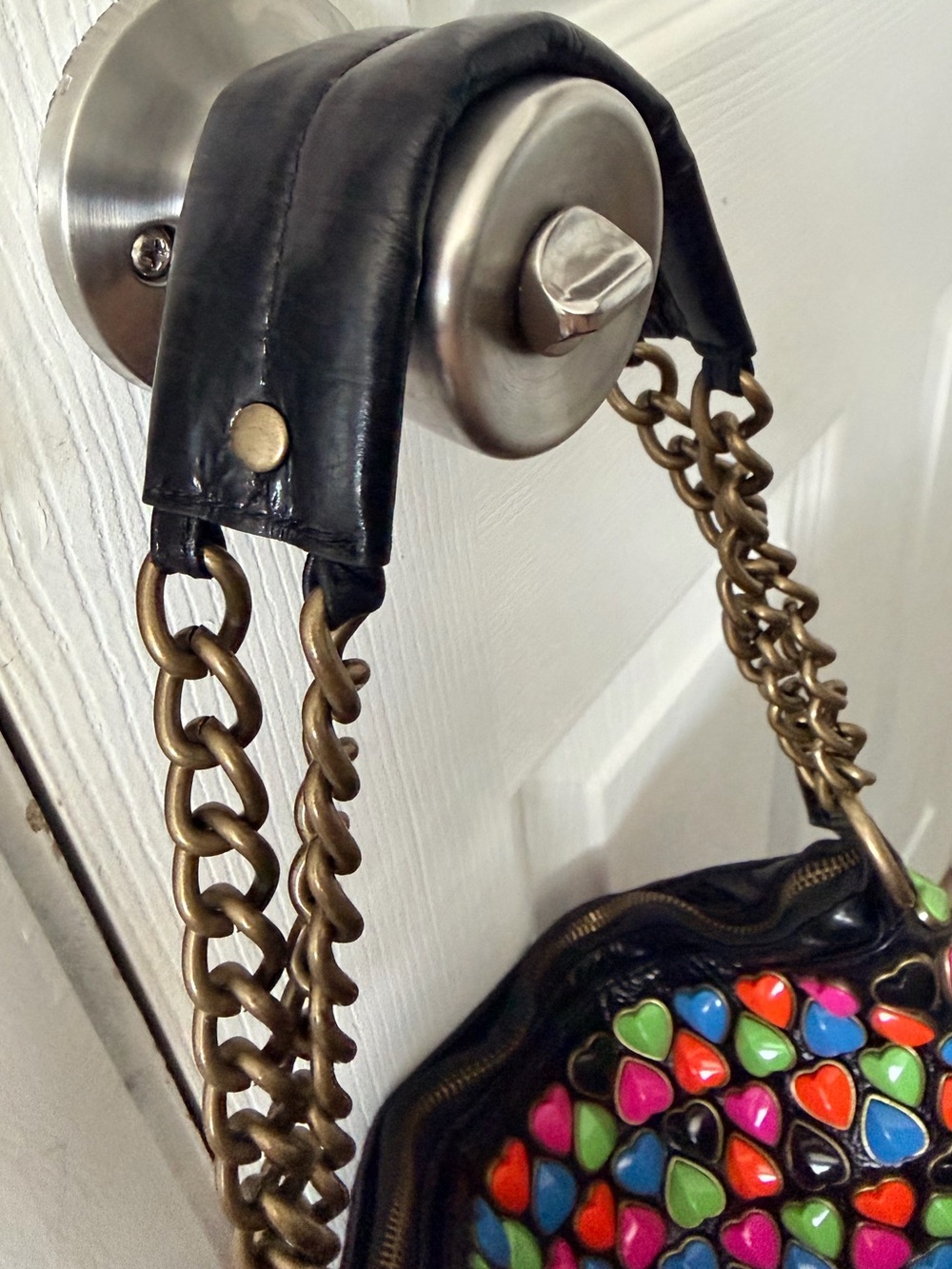 Vintage Betsey Johnson Y2K Multi Color Candy Heart Studded Shoulder Bag NWT - Picture 8 of 14